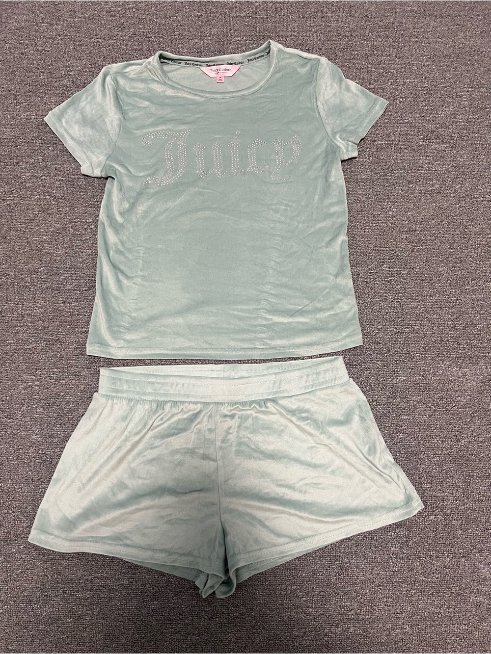 Juicy Couture Mint Velour Lounge Set with Rhinestone Logo